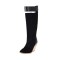Pointed Toe Half Wedges Knee Highs Chunky Heels Zipper Boots - Black Microfiber