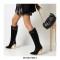 Pointed Toe Cuban Half Wedge Heels Back Zipper Boots  - Black