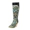 Pointed Toe Half Wedges Knee Highs Chunky Heels Zipper Boots - Green Microfiber