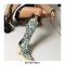 Pointed Toe Cuban Half Wedge Heels Paisley Mandala Back Zipper Boots - Multicolor