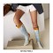 Pointed Toe Cuban Half Wedge Heels Paisley Mandala Back Zipper Boots - Skyblue