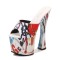 Peep Toe Chunky Heels Graffiti Designed Platforms Sandals - White Silk