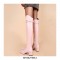 Chunky Heels Round Toe Autumn Side Zipper Decorated Straps Knee High Boots - Pink