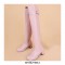 Chunky Heels Round Toe Autumn Side Zipper Decorated Straps Knee High Boots - Pink