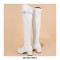 Chunky Heels Round Toe Autumn Side Zipper Decorated Straps Knee High Boots - White