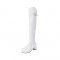 Chunky Heels Round Toe Autumn Side Zipper Decorated Straps Knee High Boots - White