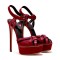 Italian Heels Ankle Straps Peep Toe Platform Patent Stiletto Sandals - Wine