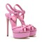 Italian Heels Ankle Straps Peep Toe Platform Patent Stiletto Sandals - Pink Patent