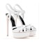 Italian Heels Ankle Straps Peep Toe Platform Patent Stiletto Sandals - White Patent