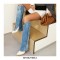 Chunky Heels Pointed Toe Denim Stitching Western Style Knee Highs Boots