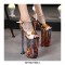 Peep Toe Strange Slim Pointed Ultra Heels Rhinestones Fringe Ankle Buckle Straps Pumps - Black