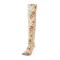 Pointed Toe Stiletto Heels Ethnic Flower Style Thigh High Over The Knees Boots - Gold Faux Leather