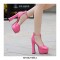 Peep Toe T-Straps Chunky Heels Platforms Pumps - Pink