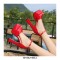 Peep Toe T-Straps Chunky Heels Platforms Pumps - Red