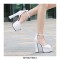 Peep Toe T-Straps Chunky Heels Platforms Pumps - White