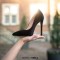 Pointed Toe Stiletto Slip On Classical Pumps - Black Velvet