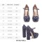 Round Toe Chunky Heels Dots Decorated Platforms Mary Janes Pumps - Blue
