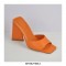 Chunky Heels Square Peep Toe Matt Sandals  - Orange
