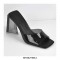 Chunky Heels Square Peep Toe Transparent Sandals  - White