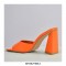 Chunky Heels Square Peep Toe Matt Sandals  - Orange