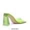 Chunky Heels Square Peep Toe Transparent Sandals  - Black