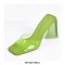 Chunky Heels Square Peep Toe Transparent Sandals  - Black