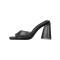 Chunky Heels Square Peep Toe Transparent Sandals  - Black