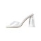 Chunky Heels Square Peep Toe Transparent Sandals  - White