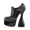 Bowling Round Heels Platform Belt Buckle Straps Round Toe Pumps  - Gray