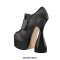 Bowling Round Heels Platform Belt Buckle Straps Round Toe Pumps  - Gray