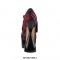 Bowling Round Heels Platform Belt Buckle Straps Round Toe Pumps  - Red