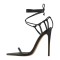 Pointed Open Toe Cross-tied Gladiator Lace Up Stiletto Heels Sandals - Black Faux Leather