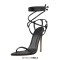 Pointed Open Toe Cross-tied Gladiator Lace Up Stiletto Heels Sandals - Black Faux Leather