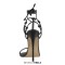 Pointed Open Toe Cross-tied Gladiator Lace Up Stiletto Heels Sandals - Black Faux Leather