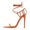 Pointed Open Toe Cross-tied Gladiator Lace Up Stiletto Heels Sandals - Orange Faux Leather