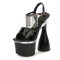 Peep Toe Platforms Chunky Bowling Heels Rhinestones Ankle Buckle Straps Pumps - Black