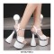 Peep Toe Platforms Chunky Bowling Heels Ankle Buckle Straps Pumps - White