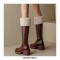 Round Toe Chunky Heels Low Platforms Knee Highs Side Zipper Winter Boots - Auburn