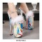 Peep Toe Strange Slim Pointed Ultra Heels Furry Ankle Buckle Straps Pole Pumps - White