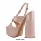Chunky Heel Peep Toe Cross-tied Decorated Ankle Strap Patent Sandals - Rose Brown
