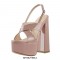 Chunky Heel Peep Toe Cross-tied Decorated Ankle Strap Patent Sandals - Rose Brown