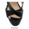 Chunky Heel Peep Toe Cross-tied Decorated Ankle Strap Patent Sandals - Black