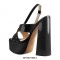 Chunky Heel Peep Toe Cross-tied Decorated Ankle Strap Patent Sandals - Black