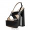 Chunky Heel Peep Toe Cross-tied Decorated Ankle Strap Patent Sandals - Black