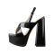 Chunky Heel Peep Toe Cross-tied Decorated Ankle Strap Patent Sandals - Black
