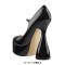 Round Toe Bowling Heels Platforms Mary Janes Disco Pumps - Black Patent
