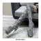 Round Toe Platforms Over The Knee Leopard Print Stiletto Heels Zipper Booties - White