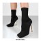 Knitted Strech Stiletto Heels Autumn Socks Ankle Boots - Black