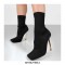 Knitted Strech Stiletto Heels Autumn Socks Ankle Boots - Green