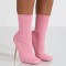Knitted Strech Stiletto Heels Autumn Socks Ankle Boots - Pink